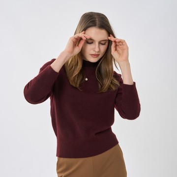 CLL巧玲瓏 靜奢晶鑽立領羊毛上衣(暗紅色) 5248637