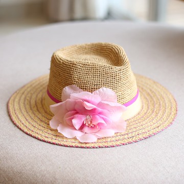 花朵拉菲草爵士草帽遮陽帽1入