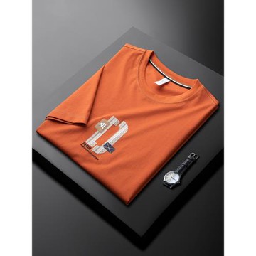 (免運)輕奢夏季歐洲站休閑圓領t恤男短袖修身新疆棉刺繡絲滑薄款半袖潮