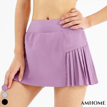 【Amhome】夏季運動健身短褲防走光戶外速乾裙褲跑步透氣健身房短裙百褶短裙# 117223(現貨+預購)