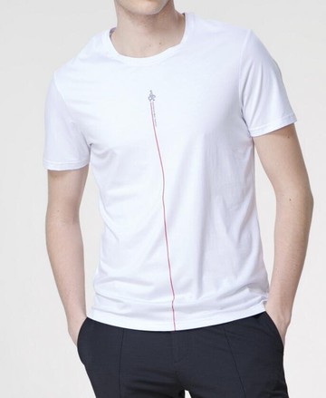 FINDSENSE MD 韓國 男 街頭 時尚 潮 圓領豎條 字母印花 短袖T恤 特色T恤