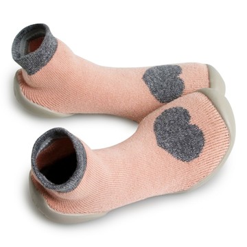 Collegien 法國鞋襪 粉灰愛心