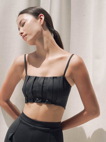 Three-Dimensional Recycled Nylon Swim Bra [Black]