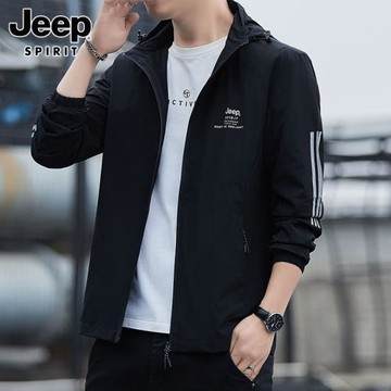 JEEP SPIRIT春秋季夾克男士2026新款休閑潮流寬松連帽工裝外套男