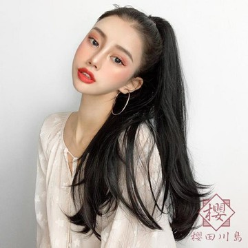 假發女長發馬尾抓夾款長直發高馬尾微卷隱形無痕假辮子【櫻田川島】