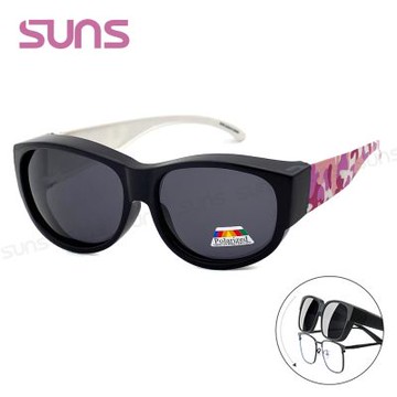 【SUNS】休閒偏光太陽墨鏡 近視套鏡 迷彩粉 青少年系列 防眩光/抗UV400/可單戴/可套鏡