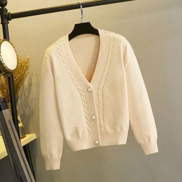 開衫外套女針織2024春秋新款韓國百搭寬松厚款外搭毛衣短款女上衣