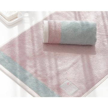 韓國 Bamboo bebe - 超柔軟毛圈竹纖維吸水多用途毛巾-粉X水藍 (40x80cm)