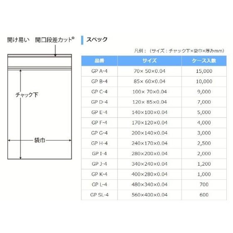 100枚】ユニパック GPF-4 （0.04タイプ） 生産日本社（セイニチ