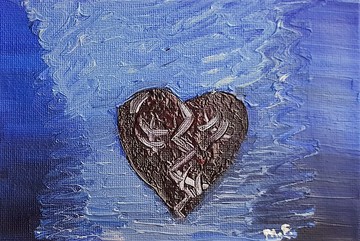 心 繪畫 藍色 抽象 原創藝術 人類的心 愛 紐約 牆藝術