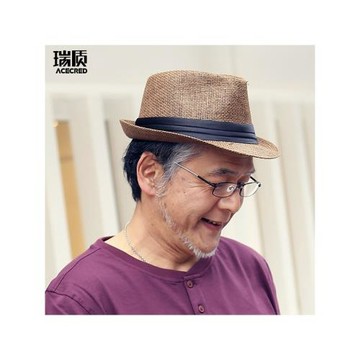 太陽遮陽帽夏季出旅游男士草編草帽中老年人禮帽爵士沙灘爸爸帽子