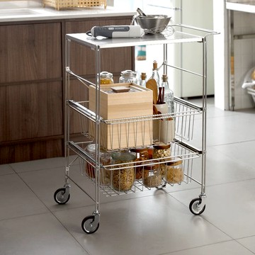 多功能不鏽鋼三層置物推車-DIY-多款可選 2板+1籃