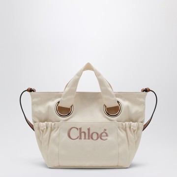 Ivory tote bag with logo embroidery