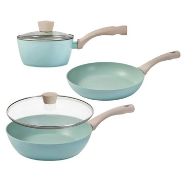 Corelle Brands 鈦輕量不沾三件組( 28CM深煎鍋+28CM平煎鍋+18CM單柄鍋)