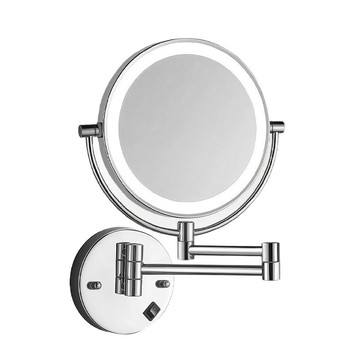 酒店浴室化妝鏡led補光壁掛伸縮折疊美容鏡梳妝鏡衛生間放大鏡子[DD150110]