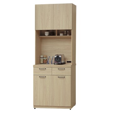 文創集 芮德爾2.7尺四門二抽高餐櫃組合-80x40x197cm免組