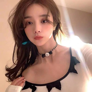 編織頸鏈山茶花復古黑色網紅鎖骨鏈簡約氣質脖子配飾蝴蝶結頸飾女