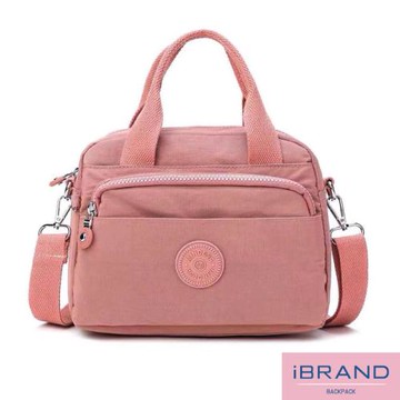 iBrand 輕盈防潑水多收納手提斜側背包 -粉色 MDS-8670