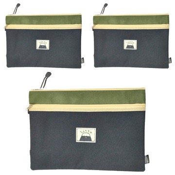 CCHING 青青文具 手提雙層文件袋 A4 簡單生活  黑色 + 綠色  3個