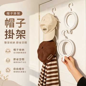 【隔日到貨】帽子掛架 帽子收納 掛帽架 帽架 門後掛架 衣櫃掛架免釘掛架 掛鉤收納 收納掛架 帽子架 環環相扣帽架 假髮