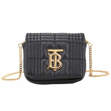 BURBERRY 巴寶莉  Lola Airpods TB字母絎縫羔羊皮耳機套/錢包(黑色)