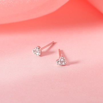 925純銀小愛心耳釘女年新款潮簡約耳環養耳洞小巧耳骨釘耳飾