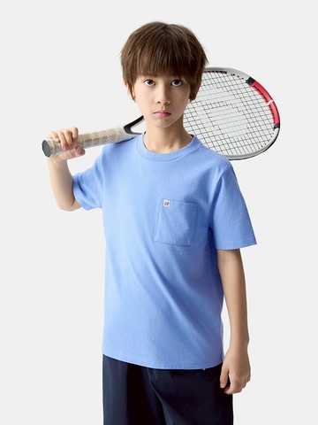 男童裝 純棉圓領短袖T恤-淺藍色