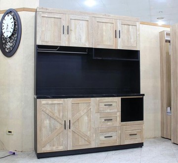 歐風別館百威5.3尺鐵刀仿古梧桐色石面餐櫃工業風~基隆至台中免運費