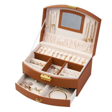 PORA BELLA 皮革手提首飾盒  咖啡色