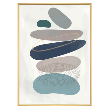 菠蘿選畫所 悠藍寂靜I 掛畫 40 x 30cm 現代簡約風  木色