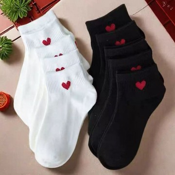【雅韻衣櫥】襪子女士中筒秋冬加厚小白襪ins潮吸汗透氣短襪愛心襪子男女通用
