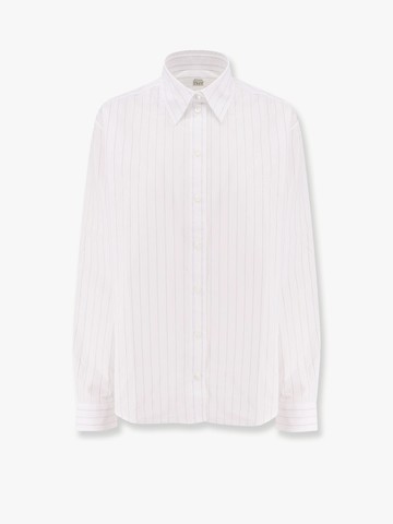 Striped organic cotton shirt with monogram embroidered logo - TOTEME - gender_Woman