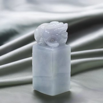 飄花翡翠三腳蟾蜍印章 | 天然緬甸玉A貨翡翠 | 送禮