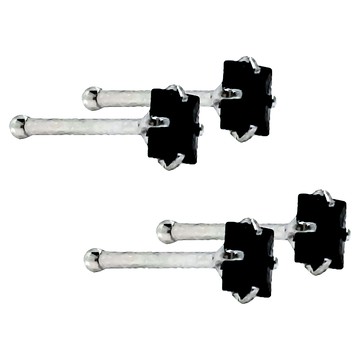 耀眼美人 鋯石養耳棒醫療鋼鈦鋼耳環  小方黑鑽