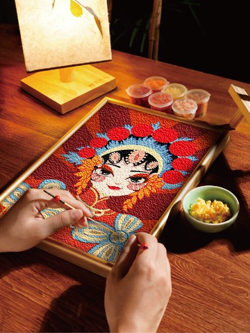 時匠 b紙漿畫京劇花旦臉譜戲曲文化手工diy填色畫國粹手工藝術diy