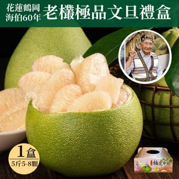 【初品果】花蓮鶴岡海伯老欉文旦禮盒5斤5-8顆x1盒(小果)