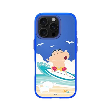 iPhone 16 Pro Clear 激光藍 - 蠟筆小新 Crayon Shinchan - 海邊衝浪去