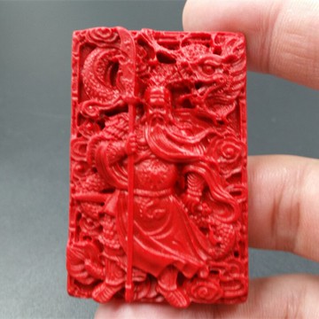 高的精美仿天然朱砂關公吊墜雞血紅關公掛件忠義千秋掛件牌子