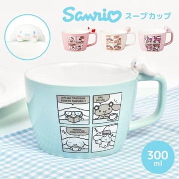 日本三麗鷗 四格漫畫馬克杯 300ml | Sanrio 杯緣子 陶瓷馬克杯 大耳狗 美樂蒂 kitty 陶瓷杯 水杯