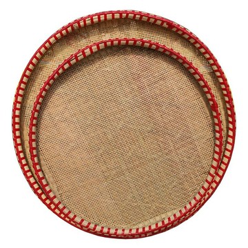 晾曬東西的竹篩子圓簸箕竹編有孔米篩家用制品圓形純手工收納筐匾