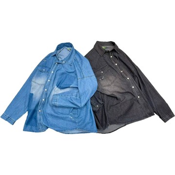 Chemistry_Boys - 韓國 MTE415 HIGH FIVE 單口袋 水洗破壞 丹寧襯衫 (二色)