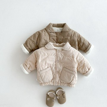 【四口甜】台灣現貨秋冬新款73-120鋪棉內刷毛棉服外套嬰幼兒 兒童衍縫外套