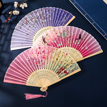 中國風夏日隨身扇子折扇旗袍女式古風中式古代漢服兒童舞蹈小竹扇