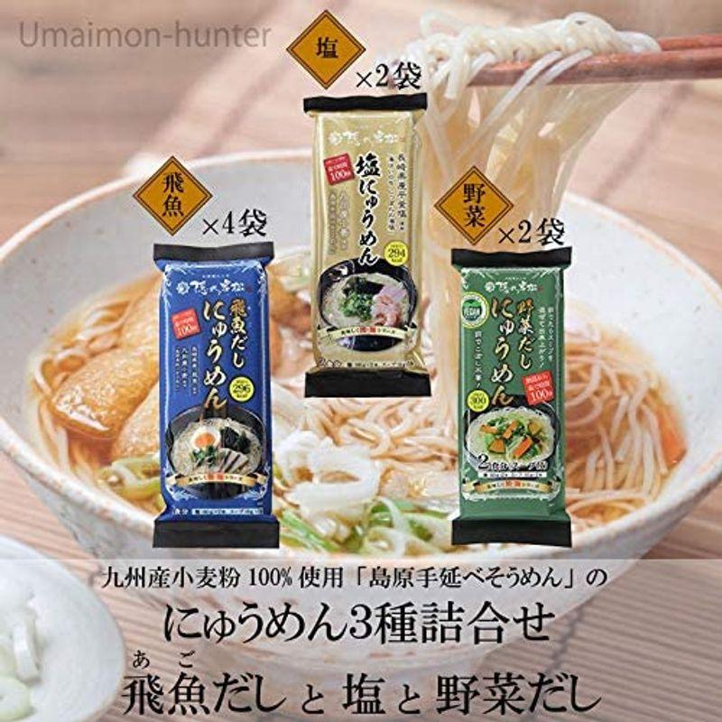 隠れ岩松 にゅうめん３種詰合せ ８袋 飛魚だしにゅうめん 塩にゅうめん 野菜だしにゅうめん