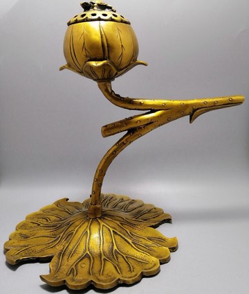 仿古工藝品擺件銅器精品黃銅 檀香銅爐香爐香熏爐點香爐 荷葉香爐