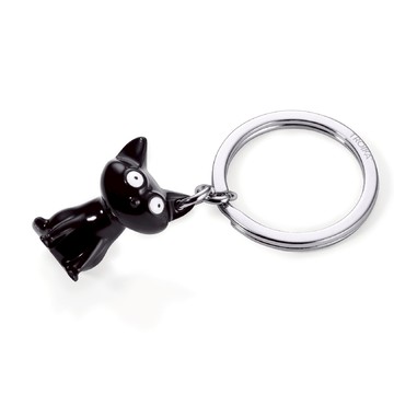 充滿疑問的黑貓鑰匙圈