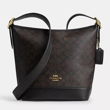 COACH 經典老花大款拉鍊水桶包 單肩包 防刮PVC塗層帆布 肩背包 斜背包 CBH20 深咖啡色(現貨)▶指定Outlet商品5折起☆現貨【送禮首選★APP下單點數4倍送】