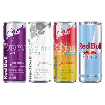 【Red Bull】紅牛風味能量飲料 白桃風味/巨峰葡萄風味/零卡能量/富士蘋果無糖-任選(250mlx12罐)