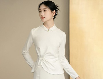 新中式 藝術感扭結顯瘦短內搭打底衫上衣