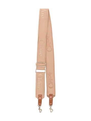 Chloé - adjustable logo-jacquard bag strap - women - Polyester/Calf Leather/Polyester - One Size - Neutrals
